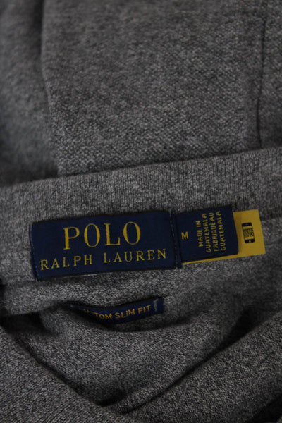 Polo Ralph Lauren Mens Short Sleeves Slim Fit Polo Shirt Grey Cotton Size Medium