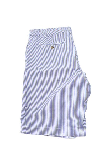 Polo Ralph Lauren Childrens Boys Seersucker Shorts Blue White Cotton Size 20