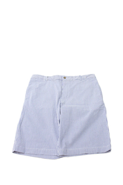 Polo Ralph Lauren Childrens Boys Seersucker Shorts Blue White Cotton Size 20