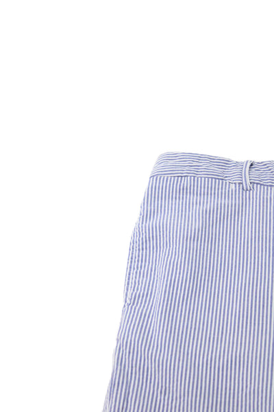 Polo Ralph Lauren Childrens Boys Seersucker Shorts Blue White Cotton Size 20