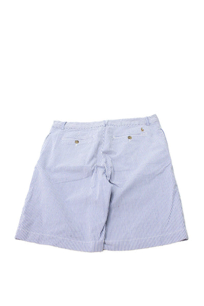 Polo Ralph Lauren Childrens Boys Seersucker Shorts Blue White Cotton Size 20