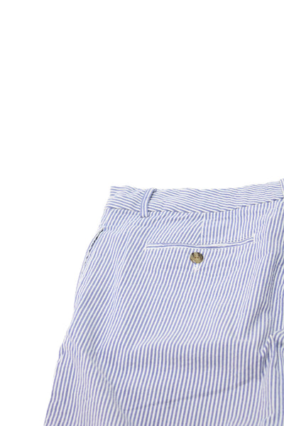 Polo Ralph Lauren Childrens Boys Seersucker Shorts Blue White Cotton Size 20