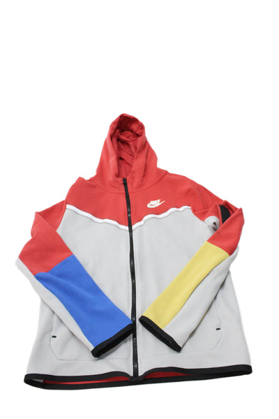 Nike Childrens Boys Full Zipper Hoodie Red Grey Cotton Size Extra Large