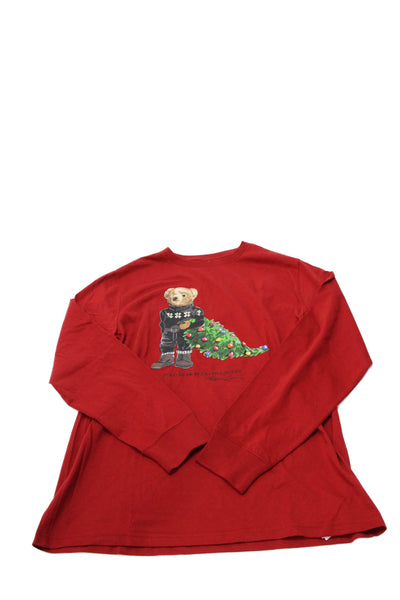 Polo Ralph Lauren Childrens Boys Long Sleeves Tee Shirt Red Cotton Size 18-20