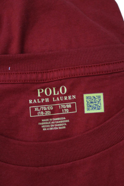 Polo Ralph Lauren Childrens Boys Long Sleeves Tee Shirt Red Cotton Size 18-20