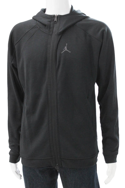 Air Jordan Mens Full Zip Hoodie Black Polyester Size M