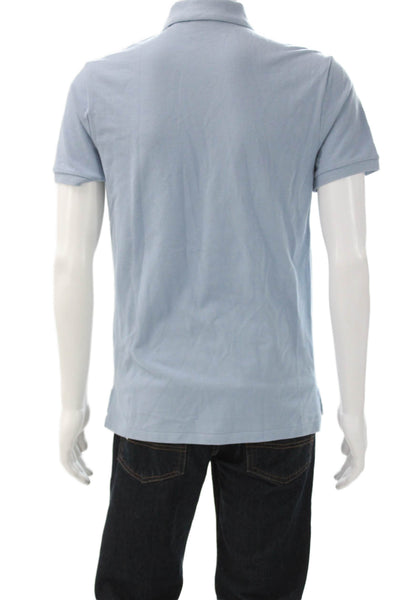 Polo Ralph Lauren Mens Custom Slim Fit Rugby Shirt Light Blue Cotton Size Medium