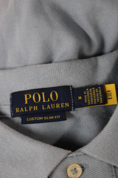 Polo Ralph Lauren Mens Custom Slim Fit Rugby Shirt Light Blue Cotton Size Medium