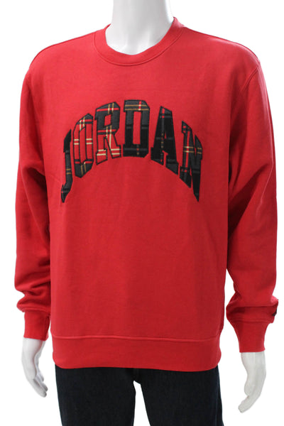 Air Jordan Unisex Pullover Sweatshirt Red Cotton Crew Neck Long Sleeve Size S