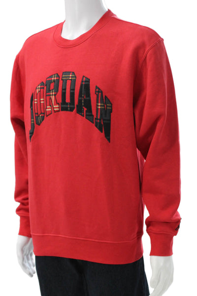 Air Jordan Unisex Pullover Sweatshirt Red Cotton Crew Neck Long Sleeve Size S