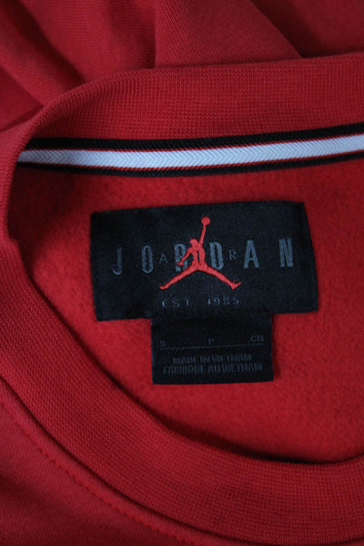 Air Jordan Unisex Pullover Sweatshirt Red Cotton Crew Neck Long Sleeve Size S