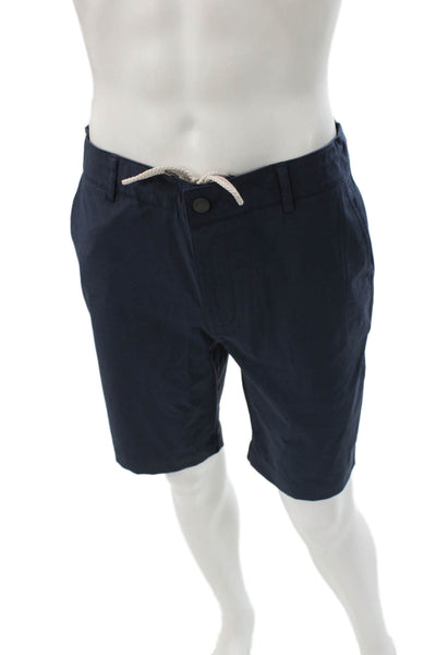 Faherty Mens Chino Shorts Blue Polyester Blend Button Solid Size 31