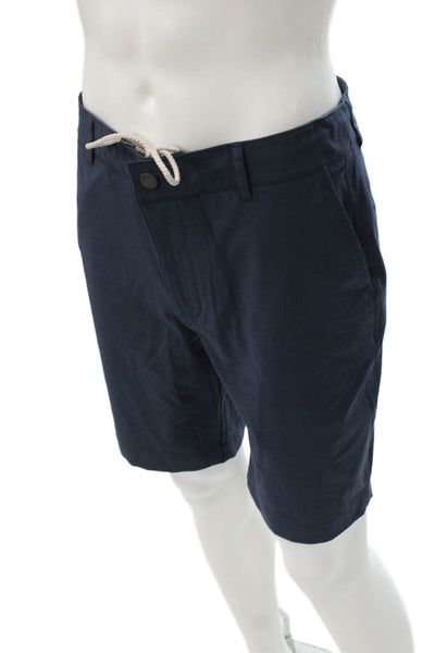 Faherty Mens Chino Shorts Blue Polyester Blend Button Solid Size 31