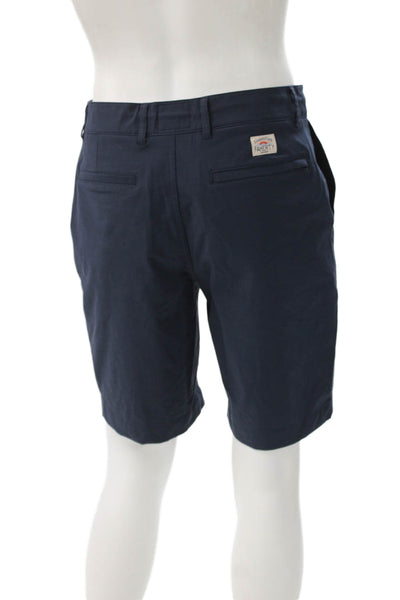 Faherty Mens Chino Shorts Blue Polyester Blend Button Solid Size 31