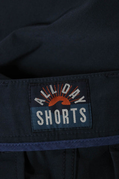 Faherty Mens Chino Shorts Blue Polyester Blend Button Solid Size 31
