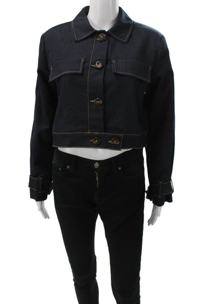 Zara Women Basic Jacket Blue Long Sleeve Button Closure Size S