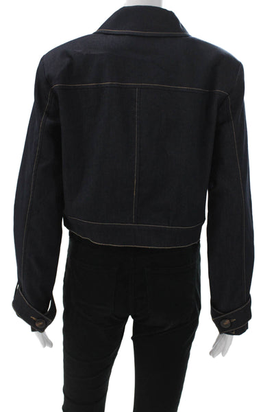 Zara Women Basic Jacket Blue Long Sleeve Button Closure Size S