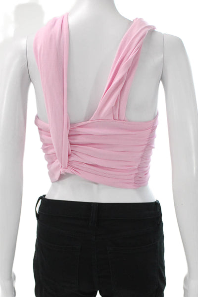 Zara Womens Cropped One Shoulder Tank Pink Viscose Sleeveless Size M