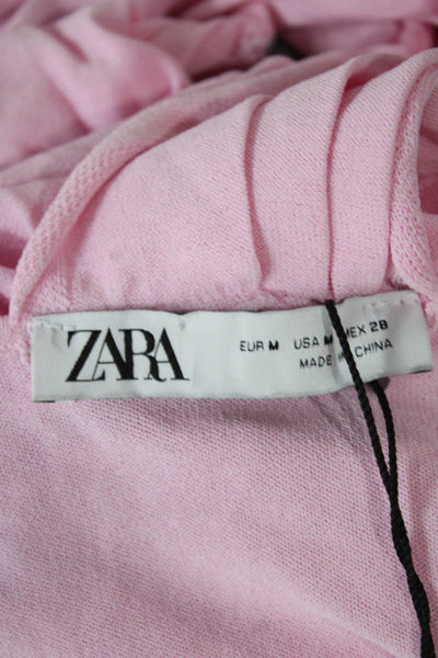 Zara Womens Cropped One Shoulder Tank Pink Viscose Sleeveless Size M