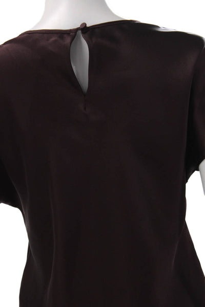 Club Monaco Women Basic Purple Round Neck Short Sleeve Blouse Size S Petite