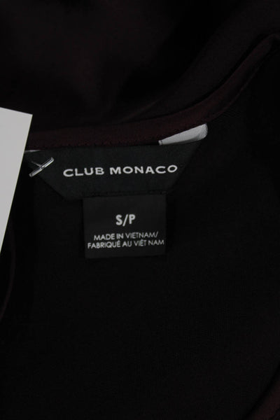 Club Monaco Women Basic Purple Round Neck Short Sleeve Blouse Size S Petite
