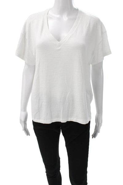 Rag & Bone Womens White V-Neck Rayon Blend Short Sleeve T-Shirt Size M