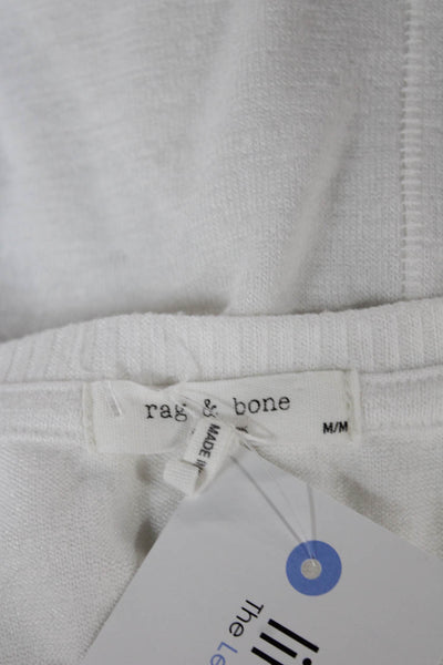 Rag & Bone Womens White V-Neck Rayon Blend Short Sleeve T-Shirt Size M