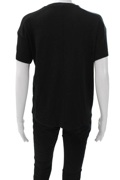 Rag & Bone Women Rayon Blend V-Neck Short Sleeve Pullover Black Size S