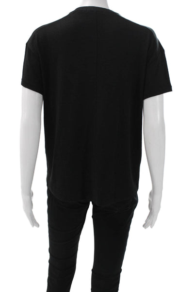 Rag & Bone Women Petite Pullover Black Rayon V Neck Short Sleeve Size S