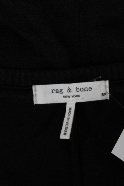 Rag & Bone Women Petite Pullover Black Rayon V Neck Short Sleeve Size S