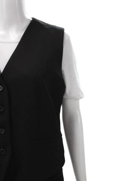 Zara Women Black Sleeveless Button Solid Polyester Vest Size L