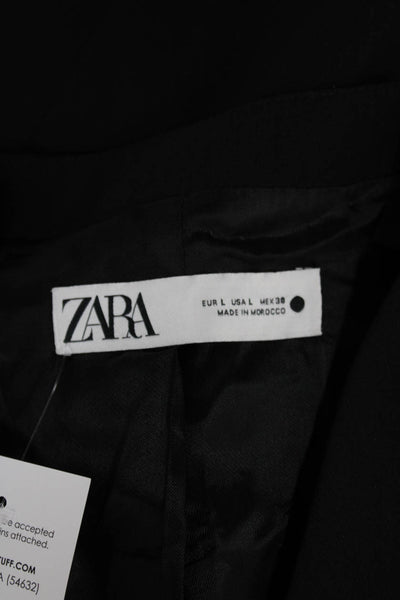Zara Women Black Sleeveless Button Solid Polyester Vest Size L