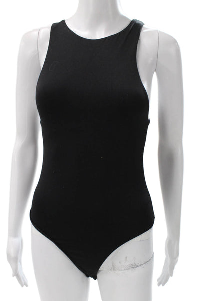 Zara Women One Piece Sleeveless Round Neck Black Polyester Blend Size S