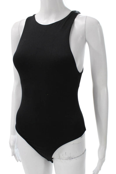 Zara Women One Piece Sleeveless Round Neck Black Polyester Blend Size S