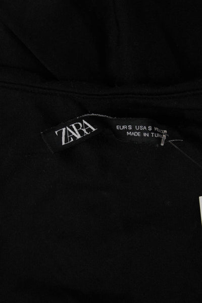 Zara Women One Piece Sleeveless Round Neck Black Polyester Blend Size S