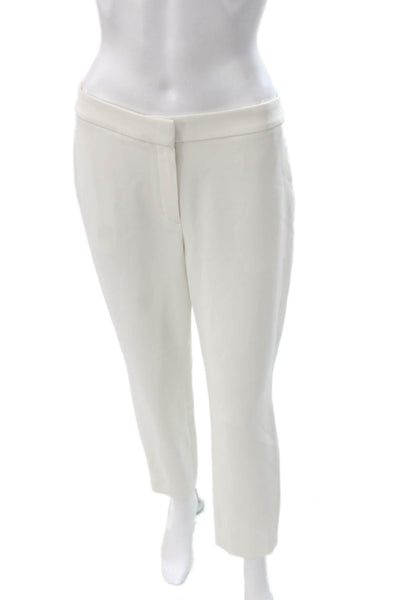 Theory Women Dress Pants Ivory Acetate Blend Hook & Eye Size 6