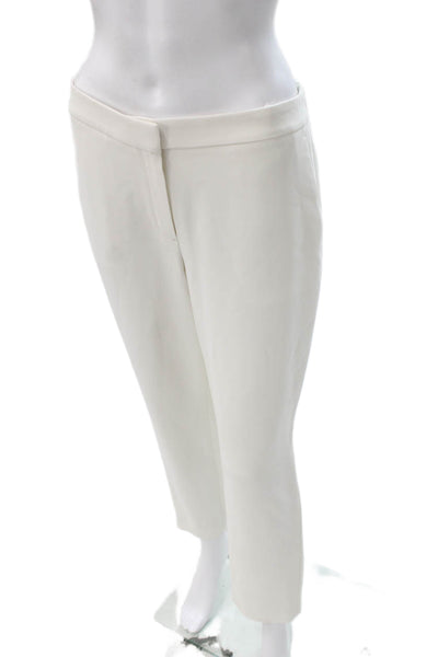 Theory Women Dress Pants Ivory Acetate Blend Hook & Eye Size 6