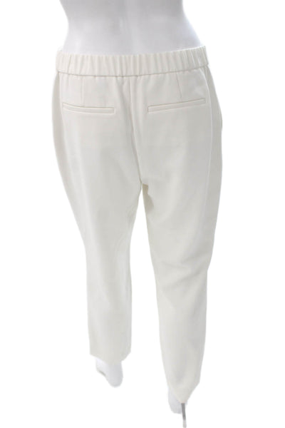 Theory Women Dress Pants Ivory Acetate Blend Hook & Eye Size 6