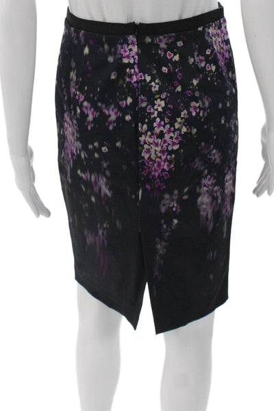 Zara Womens Black Floral Straight Pencil Skirt Knee Length Zip Size M