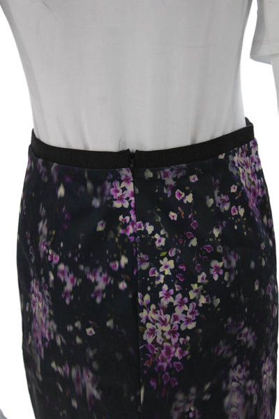 Zara Womens Black Floral Straight Pencil Skirt Knee Length Zip Size M