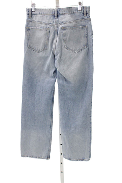 Zara Womens Straight Jeans Blue Denim Mid Rise Button Size 6