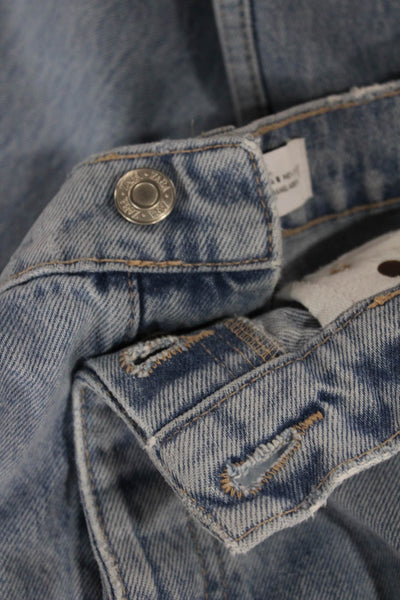 Zara Womens Straight Jeans Blue Denim Mid Rise Button Size 6