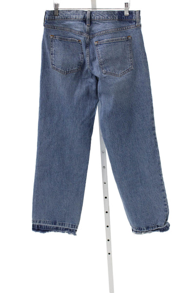 Abercrombie & Fitch Women Petite Baggy Blue Mid Rise Cotton Jeans Size 4