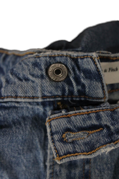 Abercrombie & Fitch Women Petite Baggy Blue Mid Rise Cotton Jeans Size 4