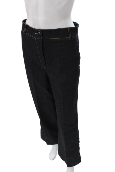 Zara Women Straight Jeans Blue Cotton Button Size S