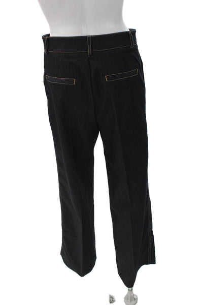 Zara Women Straight Jeans Blue Cotton Button Size S