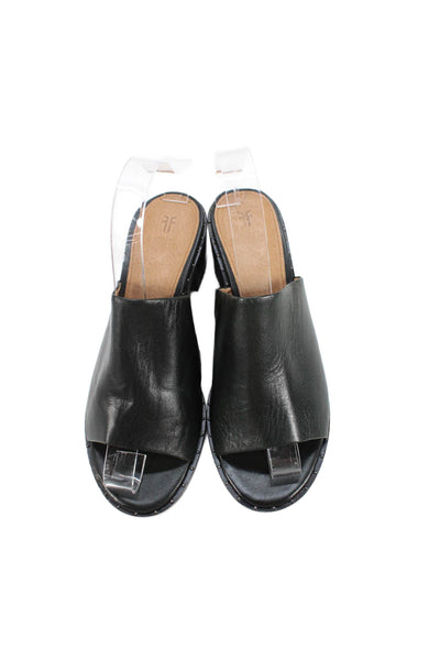 Frye Womens Leather Studded Detail Open Toe Heels Black Size 7.5