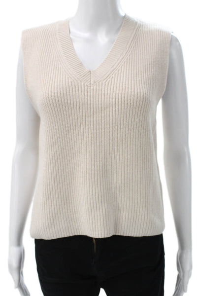 Zara Women Ribbed Knit Sleeveless Vest Beige Size M