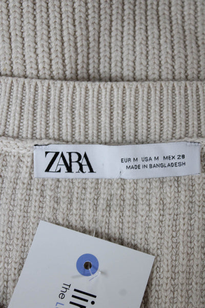 Zara Women Ribbed Knit Sleeveless Vest Beige Size M