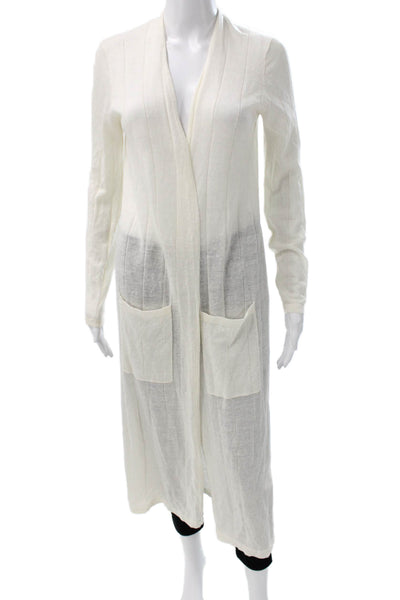 Theory Womens Cardigan Ivory Wool Blend V Neck Long Sleeve Size S